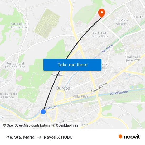 Pte. Sta. María to Rayos X HUBU map