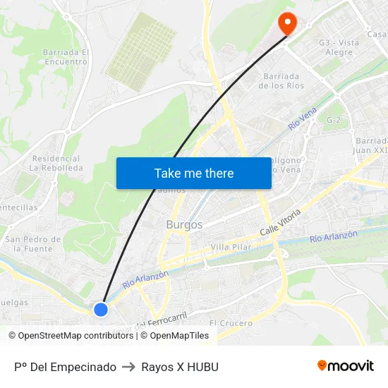 Pº Del Empecinado to Rayos X HUBU map