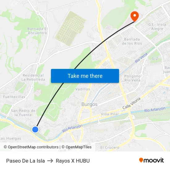 Paseo De La Isla to Rayos X HUBU map