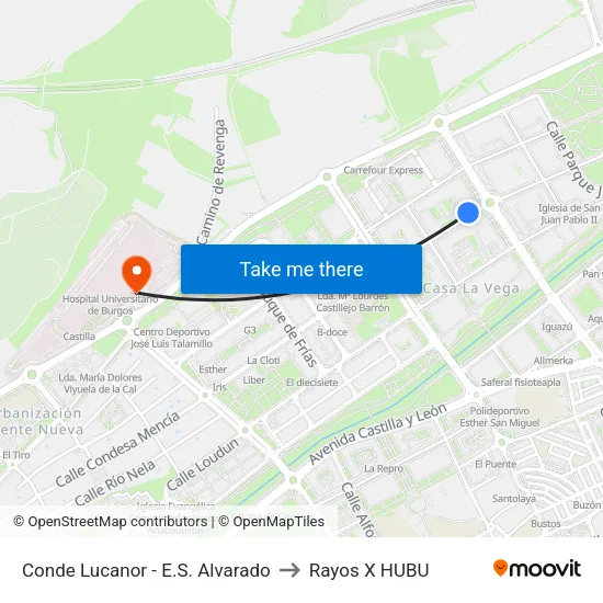 Conde Lucanor - E.S. Alvarado to Rayos X HUBU map