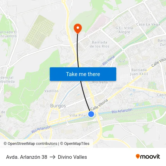 Avda. Arlanzón 38 to Divino Valles map