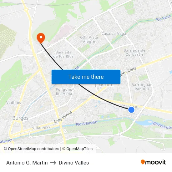 Antonio G. Martín to Divino Valles map