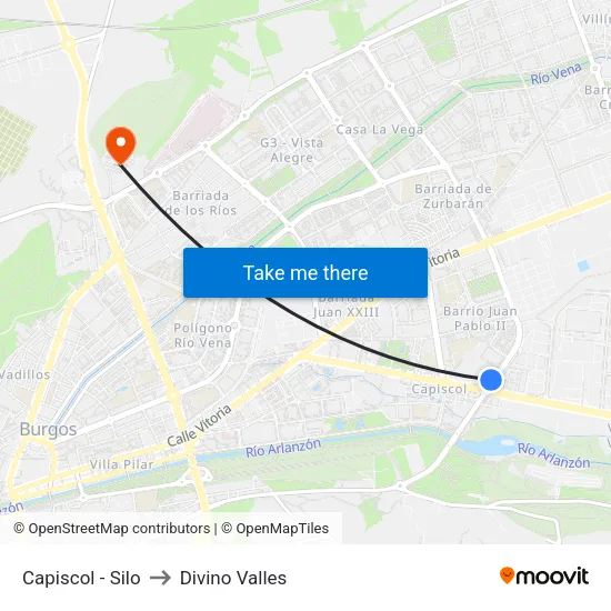 Capiscol - Silo to Divino Valles map
