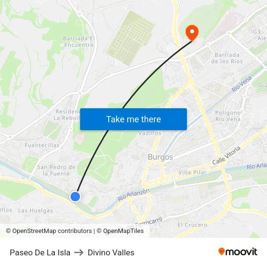 Paseo De La Isla to Divino Valles map