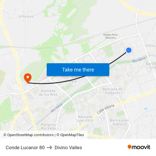 Conde Lucanor 80 to Divino Valles map