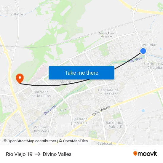 Río Viejo 19 to Divino Valles map
