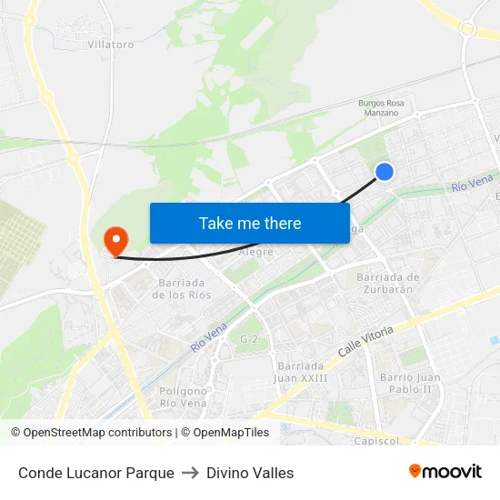 Conde Lucanor Parque to Divino Valles map