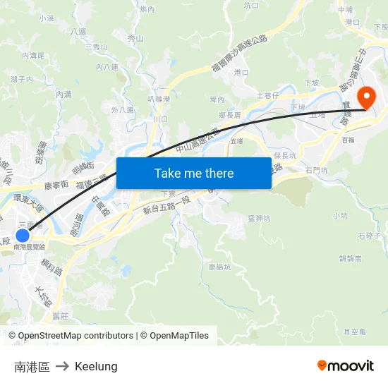 南港區 to Keelung map