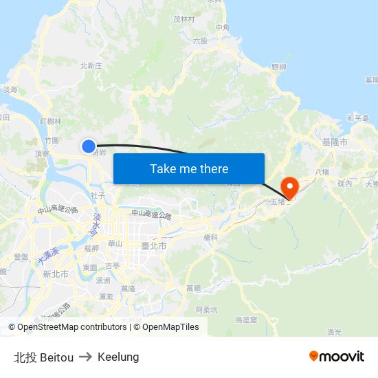 北投 Beitou to Keelung map