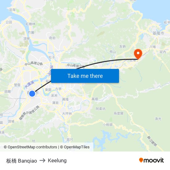 板橋 Banqiao to Keelung map