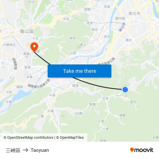 三峽區 to Taoyuan map