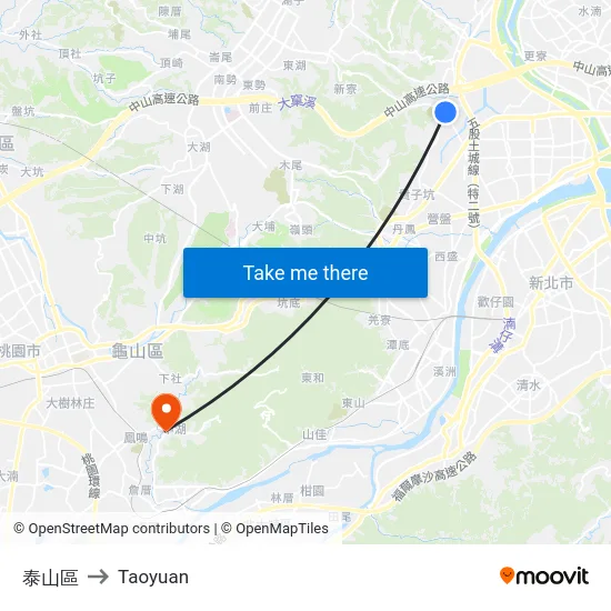 泰山區 to Taoyuan map