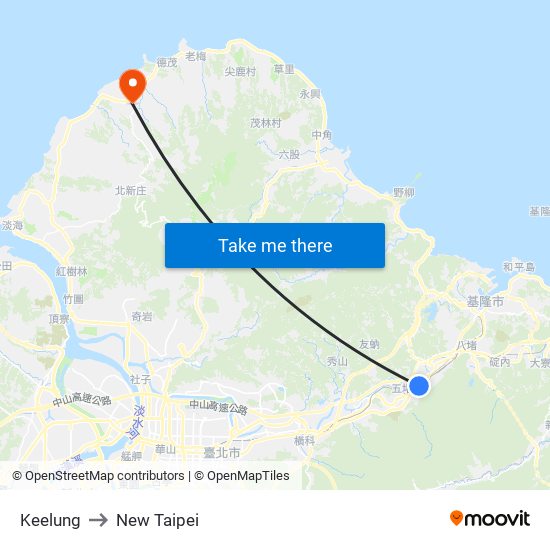 Keelung to New Taipei map