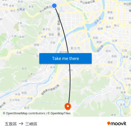 五股區 to 三峽區 map