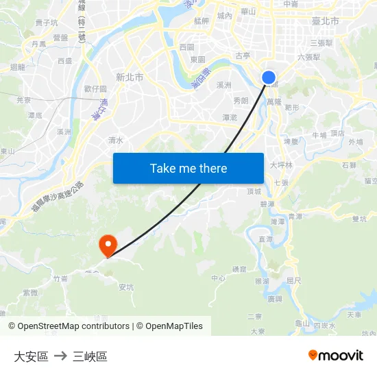 大安區 to 三峽區 map