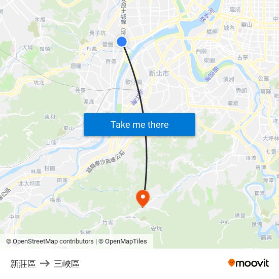 新莊區 to 三峽區 map