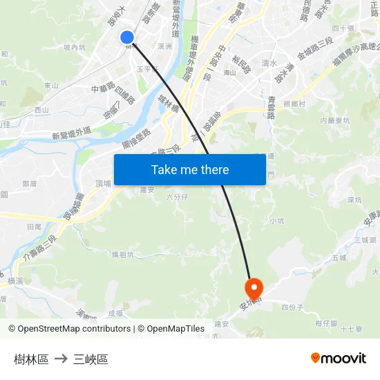 樹林區 to 三峽區 map