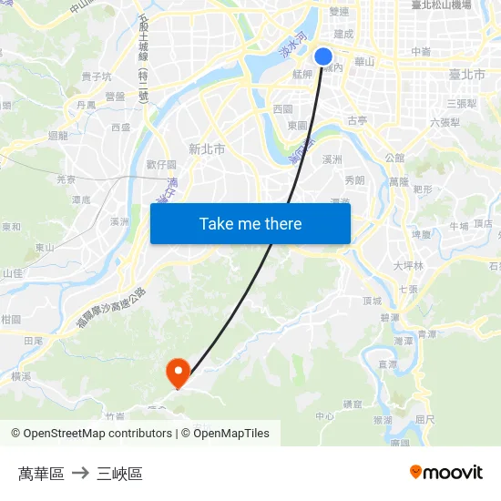 萬華區 to 三峽區 map