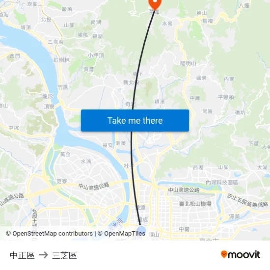 中正區 to 三芝區 map