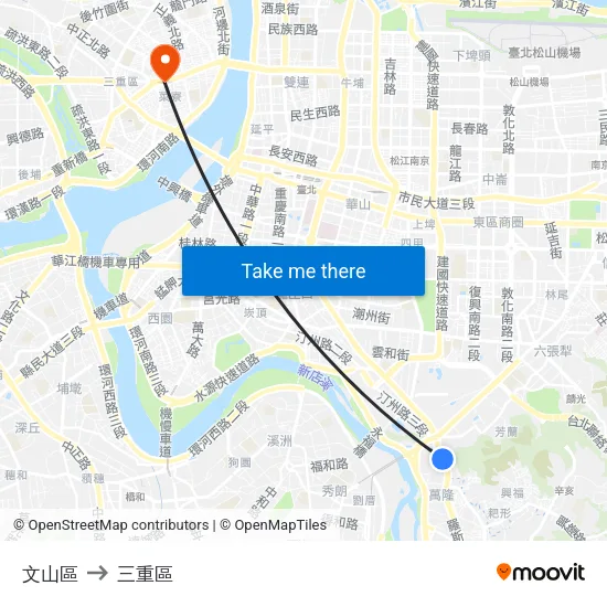 文山區 to 三重區 map