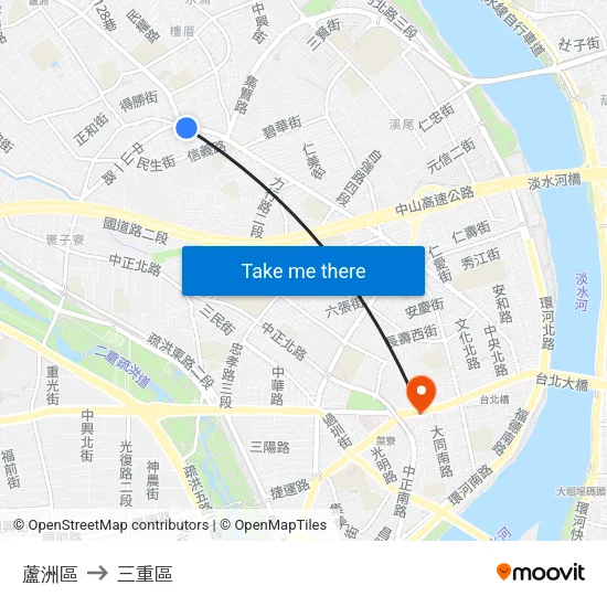 蘆洲區 to 三重區 map