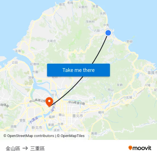金山區 to 三重區 map