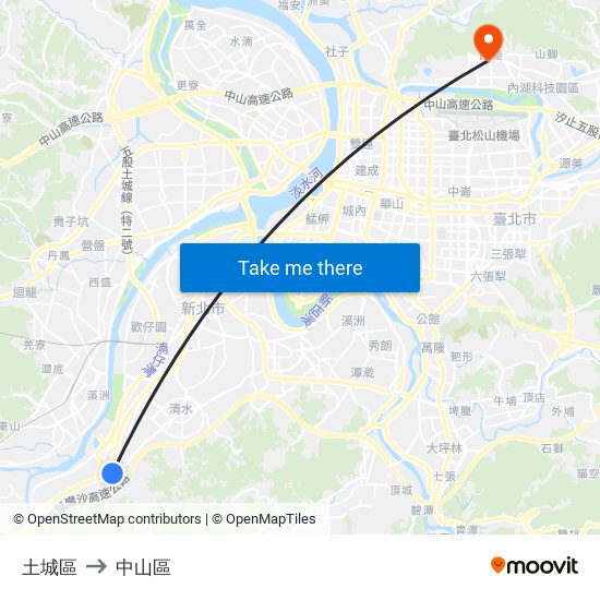 土城區 to 中山區 map