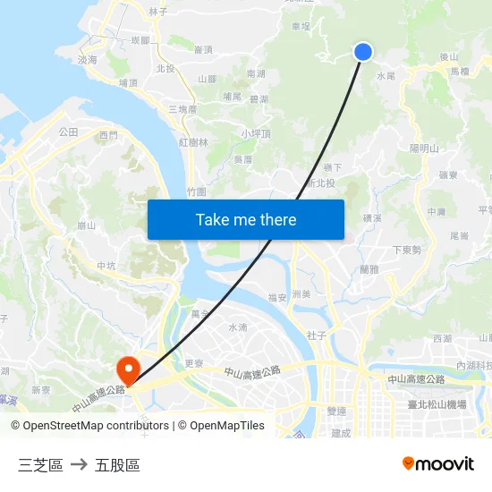 三芝區 to 五股區 map