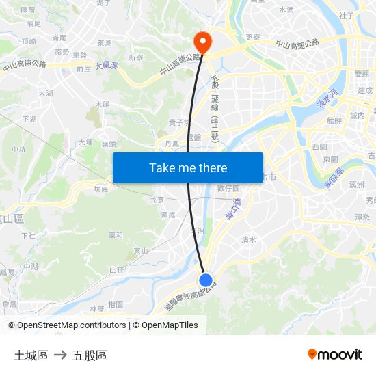 土城區 to 五股區 map