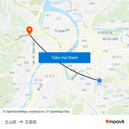 文山區 to 五股區 map