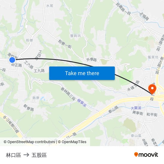 林口區 to 五股區 map