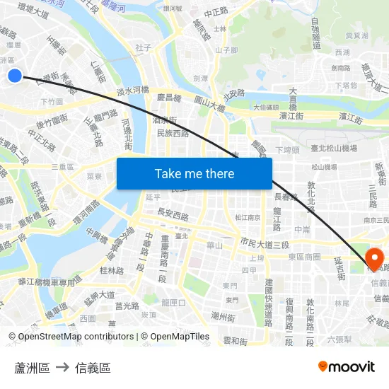 蘆洲區 to 信義區 map