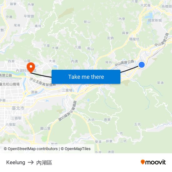 Keelung to 內湖區 map