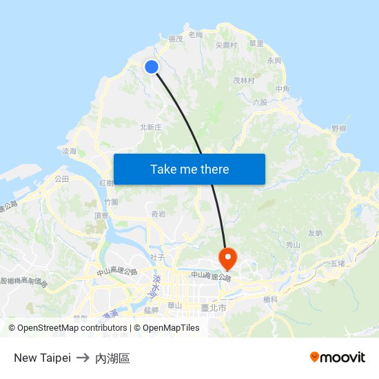 New Taipei to 內湖區 map