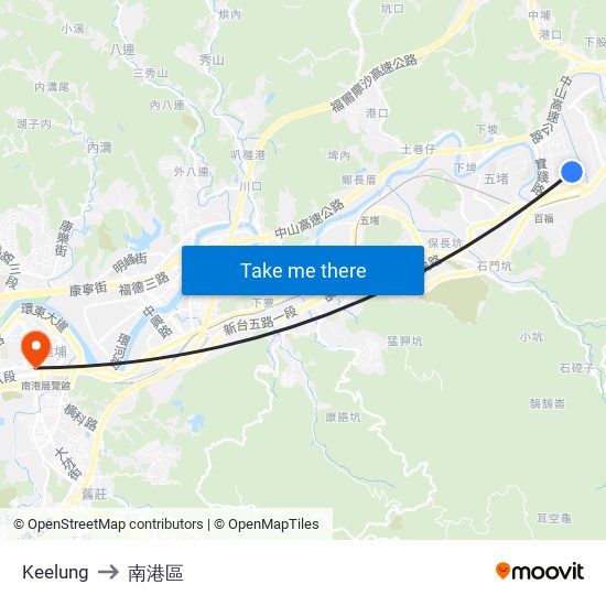 Keelung to 南港區 map