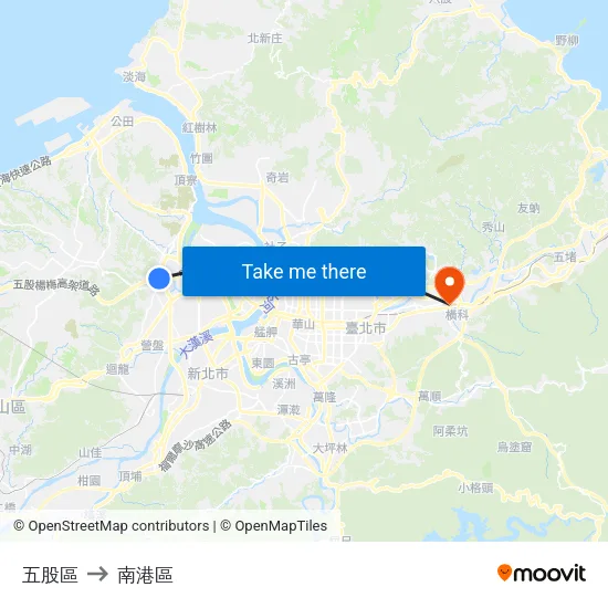 五股區 to 南港區 map