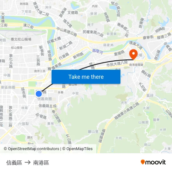 信義區 to 南港區 map