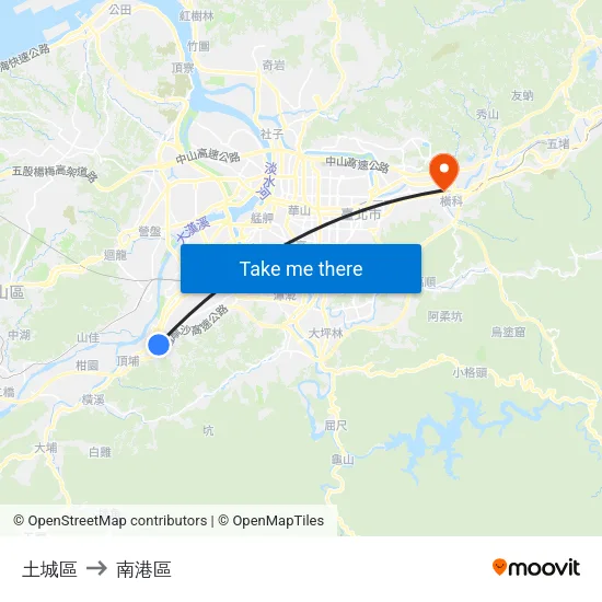 土城區 to 南港區 map