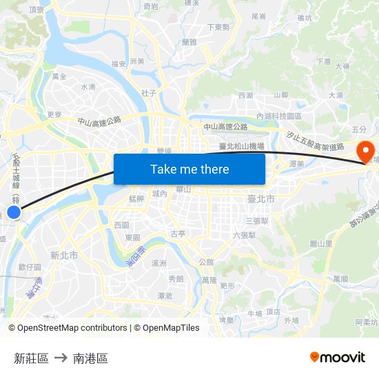 新莊區 to 南港區 map