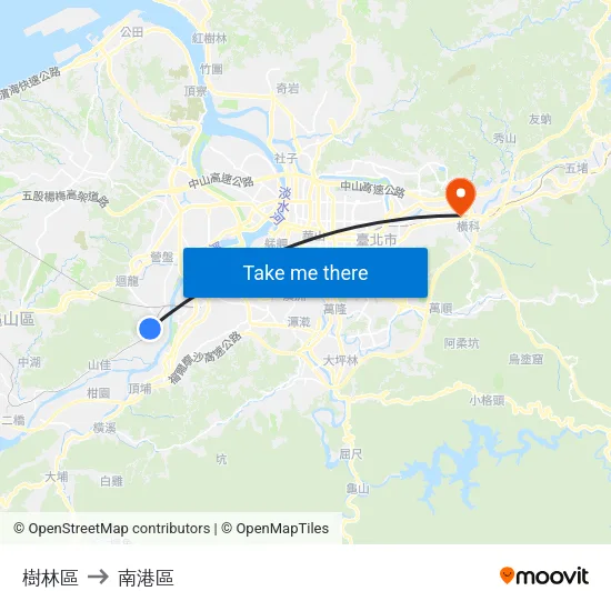 樹林區 to 南港區 map