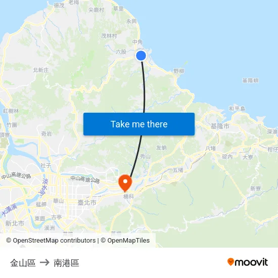 金山區 to 南港區 map