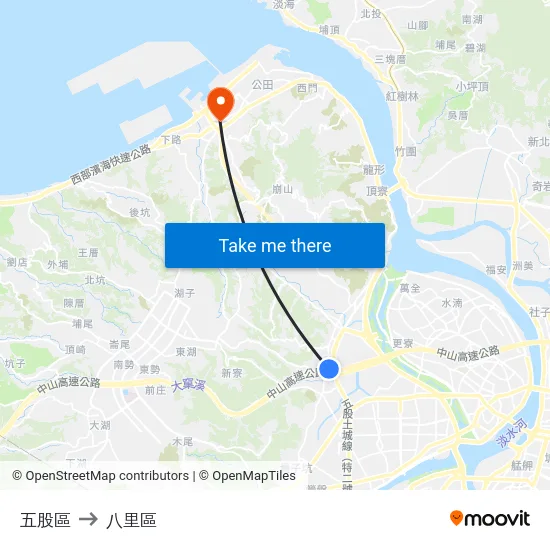 五股區 to 八里區 map