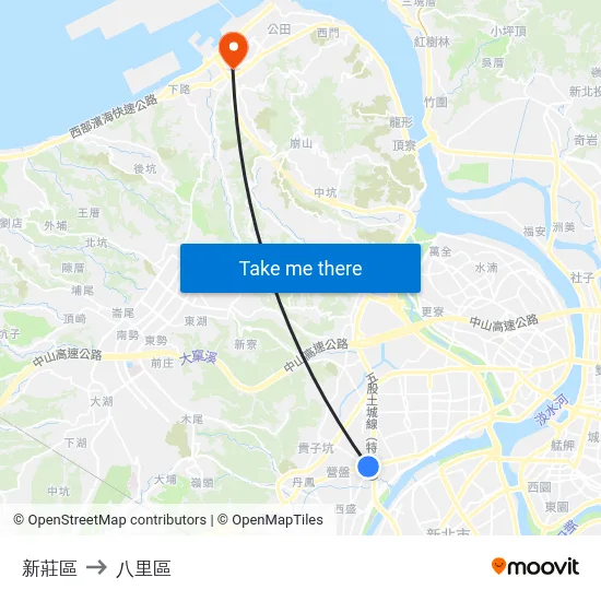 新莊區 to 八里區 map