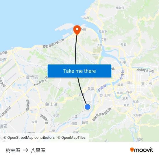 樹林區 to 八里區 map
