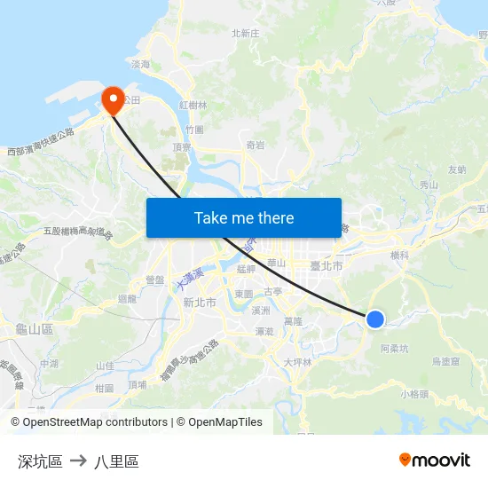深坑區 to 八里區 map