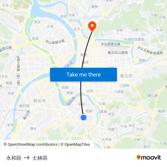 永和區 to 士林區 map