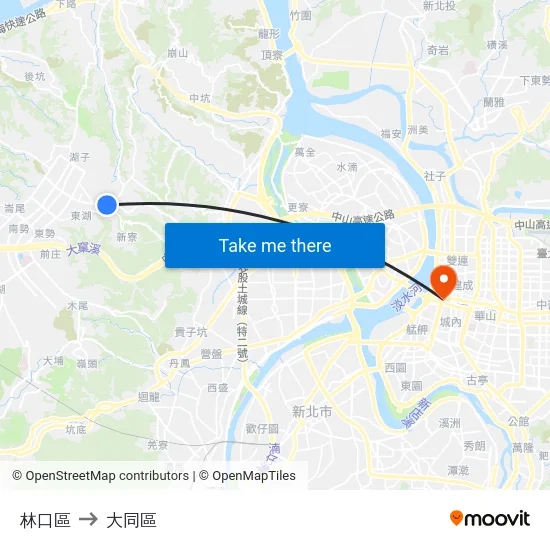 林口區 to 大同區 map
