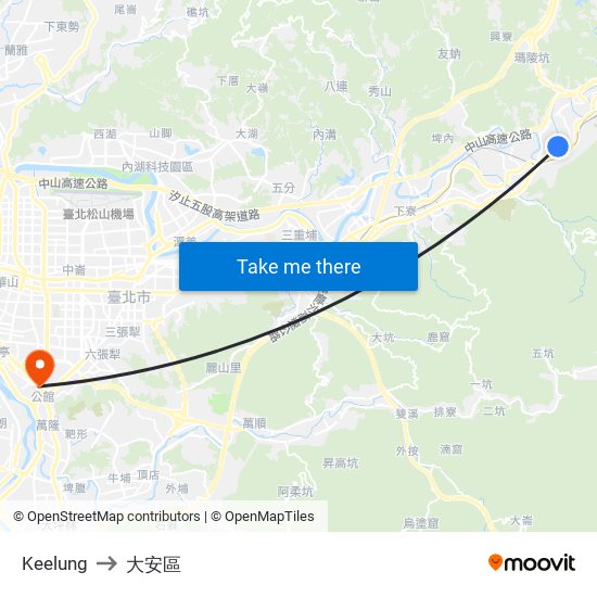 Keelung to 大安區 map