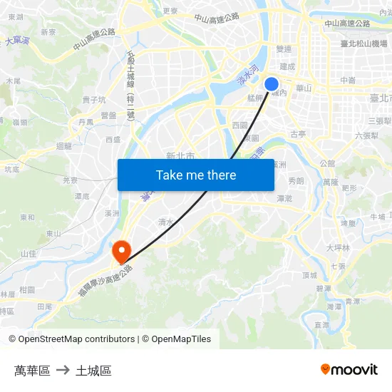 萬華區 to 土城區 map