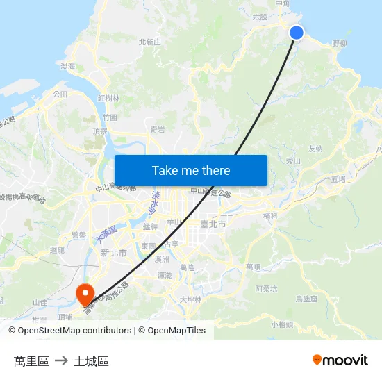 萬里區 to 土城區 map